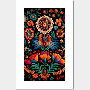 Botanical vintage Ethnic embroidery Floral design 3 Posters and Art